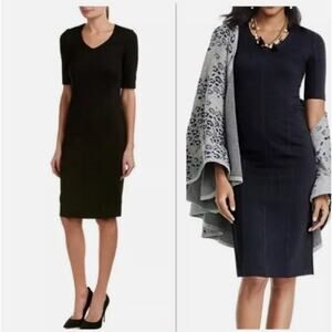 Cabi Dress Black Classic Sheath Fit Size 6 Midi Career Casual Fall Staple 3101